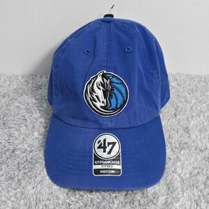 47 Brand Franchise Dallas Mavericks NBA Fitted Hat Cap Size M Solid Blue NEW